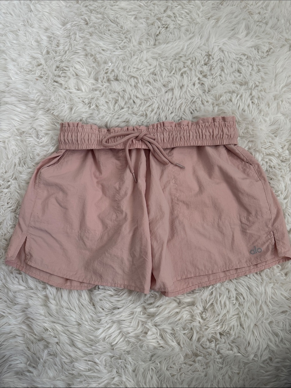 ALO Yoga Alumni Dusty Pink Elastic-Waist  Shorts